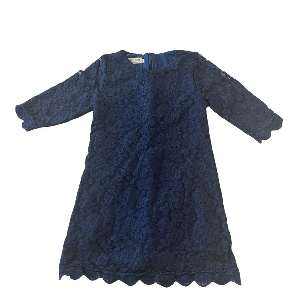 April Girl Girls' Size UK 140 / US M 8‎ Lace Dresses, Lot of 2, Pink & Navy Blue